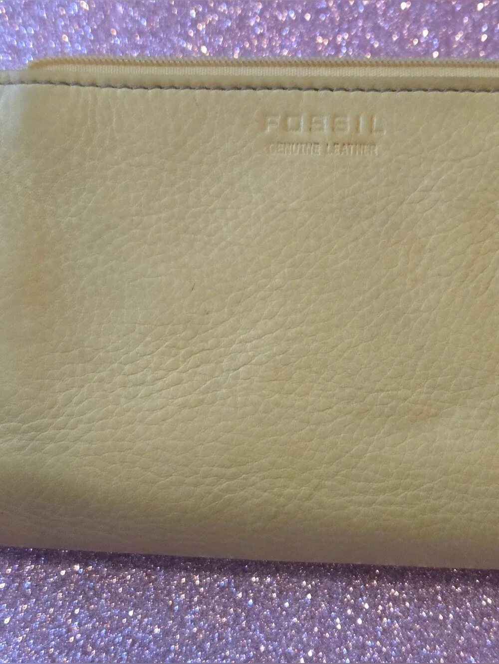 Vintage Fossil Yellow Leather Wallet Floral Embossed Tooled Studded Flap Clutch